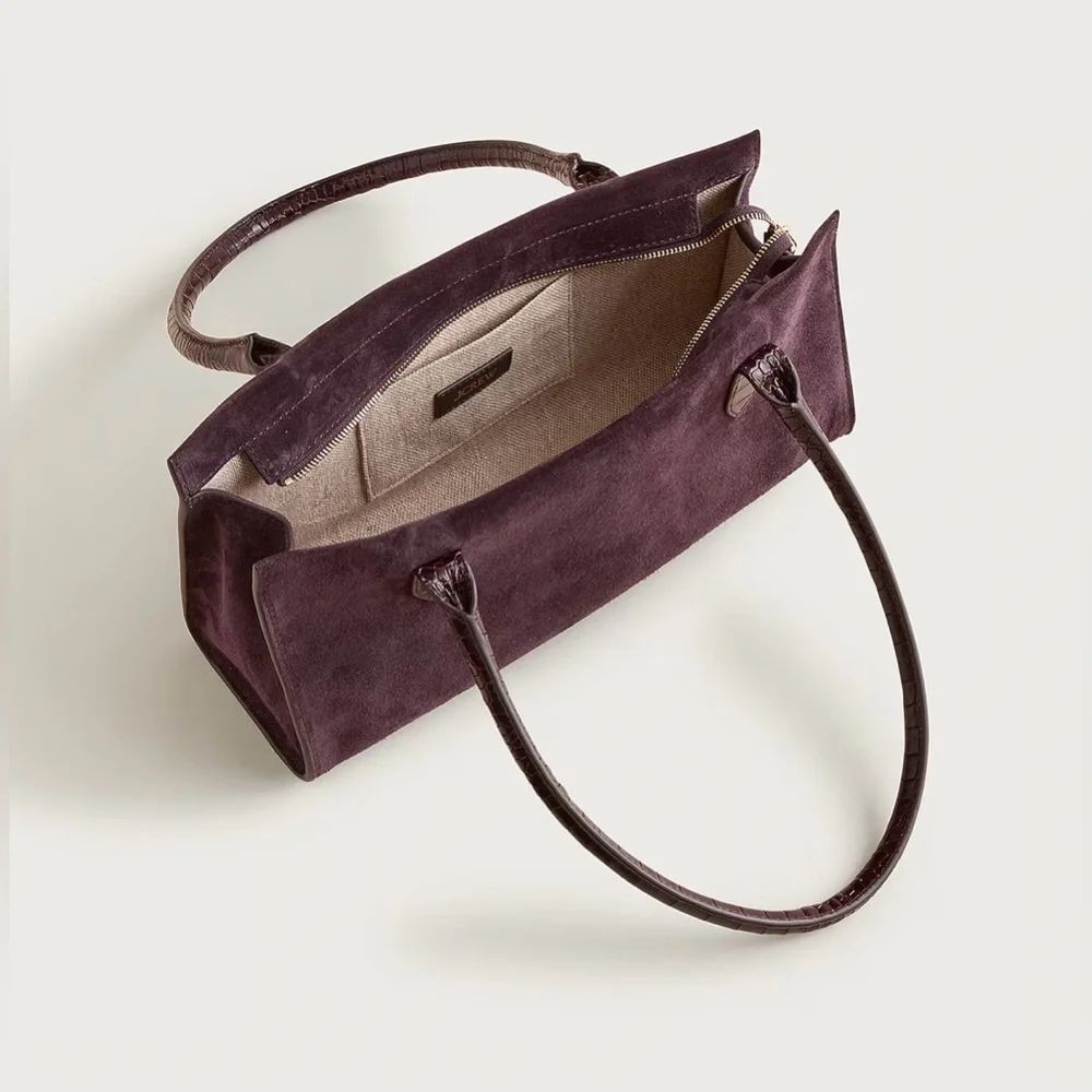 Women’s Suede Shoulder Bag.  Chocolate Berry suede - Picture 3 of 6